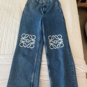 Loewe Blue Jeans with White Embroidery